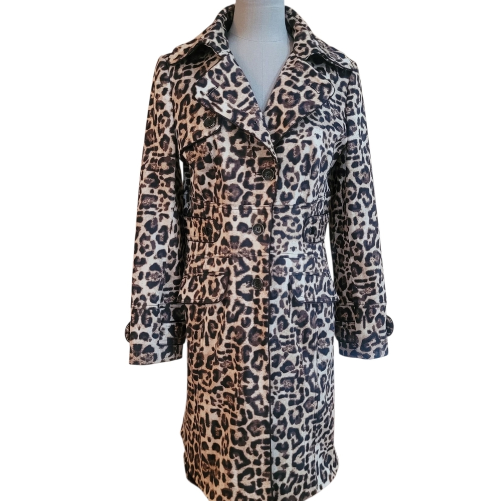 Etcetera Leopard Print Trench Coat Like New Designer Outerwear Size 8